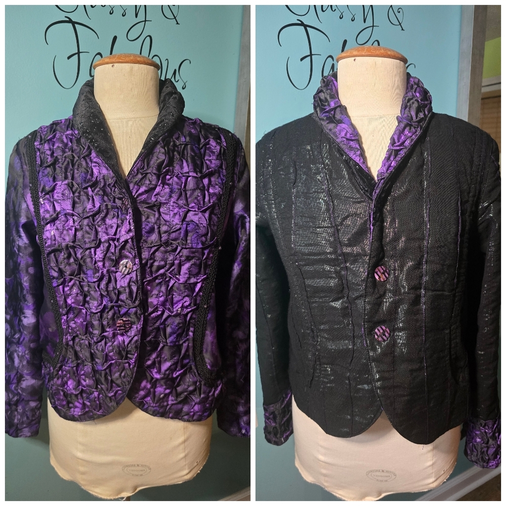 Stunning Nadya Handmade in Bali - Indonesia Reversible Purple and Black Jacket